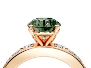 Solitaire Engagement Ring Setting for Fancy Green Round Cut Center with Channel-Set Accents and Prong Head in Rose Gold