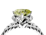 Halo Engagement Ring Setting for Fancy Yellow Heart-Shaped Center with Rope Twist Split Shank and Prong Head in Platinum
