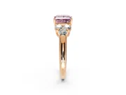 Cluster Engagement Ring Setting for Fancy Pink Princess Cut Center with Round Cut Accent Frame and Prong Head in Rose Gold