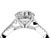 Solitaire Engagement Ring Setting for Round Cut Center with Twisted Pave Split Shank and Prong Head in Platinum