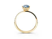 Solitaire Engagement Ring Setting for Fancy Blue Pear-Shaped Center with Fine Pave Accents and Prong Head in Yellow Gold