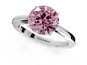 Solitaire Engagement Ring Setting for Fancy Pink Round Cut Center with Open Cathedral Shoulders and Prong Head in Platinum