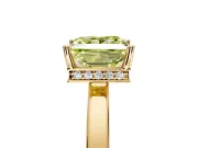 Hidden Halo Engagement Ring Setting for Fancy Yellow Princess Cut Center with Wide Flat Plain Band and Prong Head in Yellow Gold