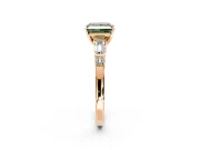 Bar-Set Engagement Ring Setting for Fancy Green Princess Cut Center with Tapered Baguette Accents and Prong Head in Rose Gold
