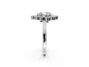 Cluster Halo Engagement Ring Setting for Pear-Shaped Center with Milgrain Bezel Accents and Prong Head in Sterling Silver