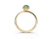 Hidden Halo Engagement Ring Setting for Fancy Green Marquise Center with Pave Band and Prong Head in Yellow Gold