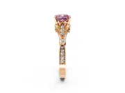 Solitaire Engagement Ring Setting for Fancy Pink Cushion Cut Center with Marquise and Bezel Accents and Prong Head in Rose Gold