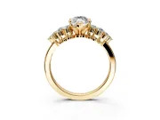 Cluster Engagement Ring Setting for Marquise Center with 2-Row Shoulder Clusters and Prong Head in Yellow Gold