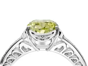 Floral Engagement Ring Setting for Fancy Yellow Cushion Cut Center with Four Accent Clusters and Prong Head in Platinum