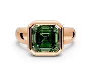 Solitaire Engagement Ring Setting for Fancy Green Asscher Cut Center with Wide Band and Bezel Head in Rose Gold