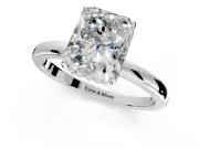 Solitaire Engagement Ring Setting for Radiant Cut Center with Fine Wire Band and Prong Head in Platinum