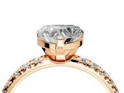 Solitaire Engagement Ring Setting for Heart-Shaped Center with Large Accents and Prong Head in Rose Gold