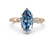 Cluster Engagement Ring Setting for Fancy Blue Marquise Center with Round Cut Accent Band and Prong Head in Rose Gold
