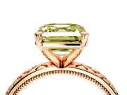Solitaire Engagement Ring Setting for Fancy Yellow Asscher Cut Center with Milgrain X Pattern Band and Prong Head in Rose Gold