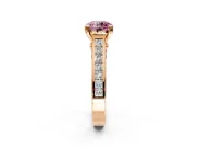 Solitaire Engagement Ring Setting for Fancy Pink Round Cut Center with Channel Band and Double Claw Prong Head in Rose Gold