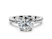 Rope Engagement Ring Setting for Round Cut Center with Accent Shoulders and Prong Head in Platinum