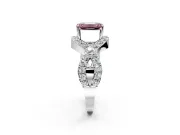 Halo Engagement Ring Setting for Fancy Pink Emerald Cut Center with Pave Infinity Twist Band and Prong Head in Platinum