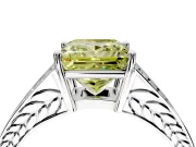 Split Shank Engagement Ring Setting for Fancy Yellow Princess Cut Center with Pave Split Shank and Prong Head in White Gold