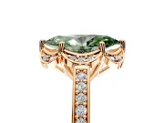 Floral Engagement Ring Setting for Fancy Green Marquise Center with Four Accent Clusters and Prong Head in Rose Gold