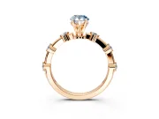 Solitaire Engagement Ring Setting for Fancy Blue Pear-Shaped Center with Bezel Station Band and Prong Head in Rose Gold