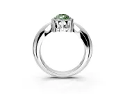 Halo Engagement Ring Setting for Fancy Green Pear-Shaped Center with Tapered Plain Band and Prong Head in Sterling Silver