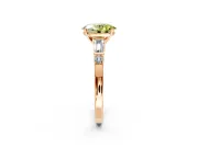 Bar-Set Engagement Ring Setting for Fancy Yellow Oval Center with Tapered Baguette Accents and Prong Head in Rose Gold