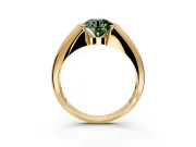 Tension Engagement Ring Setting for Fancy Green Round Cut Center with Wide Tapered Band and Tension Head in Yellow Gold