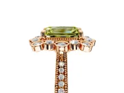 Milgrain Halo Engagement Ring Setting for Fancy Yellow Emerald Cut Center with Bezel Point Accents and Prong Head in Rose Gold