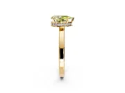 Hidden Halo Engagement Ring Setting for Fancy Yellow Pear-Shaped Center with Wide Flat Plain Band and Prong Head in Yellow Gold