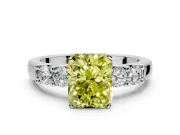 5 Stone Engagement Ring Setting for Fancy Yellow Radiant Cut Center with Plain Band and Prong Head in Platinum