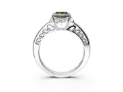 Floral Engagement Ring Setting for Fancy Green Princess Cut Center with Four Accent Clusters and Prong Head in Platinum