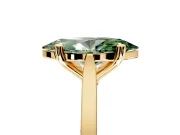 Solitaire Engagement Ring Setting for Fancy Green Marquise Center with Tapered Shoulders and Prong Head in Yellow Gold