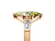 3 Stone Engagement Ring Setting for Fancy Yellow Marquise Center with Channel Baguette Accents and Prong Head in Rose Gold