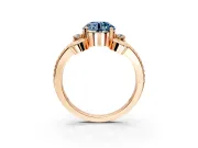 Solitaire Engagement Ring Setting for Fancy Blue Round Cut Center with Twisted Band and Scroll Prong Head in Rose Gold