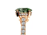Solitaire Engagement Ring Setting for Fancy Green Oval Center with Widening Pave Band and Claw Prong Head in Rose Gold