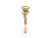 Solitaire Engagement Ring Setting for Fancy Yellow Asscher Cut Center with Marquise Accent Twist Band and Prong Head in Yellow Gold