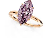 Low-Set Solitaire Engagement Ring Setting for Fancy Pink Marquise Center with Thin Plain Band and Prong Head in Rose Gold