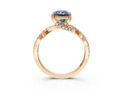 Solitaire Engagement Ring Setting for Fancy Blue Radiant Cut Center with Narrow Twist Pave Band and Prong Head in Rose Gold