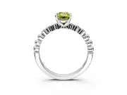 Solitaire Engagement Ring Setting for Fancy Yellow Emerald Cut Center with Bezel-Dot Beaded Band and Prong Head in Platinum