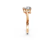 Solitaire Engagement Ring Setting for Heart-Shaped Center with Plain Bypass Twist Band and Prong Head in Rose Gold