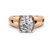 Tension Engagement Ring Setting for Radiant Cut Center with Wide Flat Band and Tension Head in Rose Gold