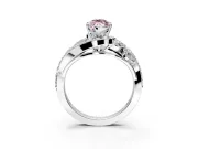 Halo Engagement Ring Setting for Fancy Pink Marquise Center with Marquise and Pave Bypass Band and Prong Head in Platinum