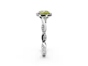 Halo Engagement Ring Setting for Fancy Yellow Cushion Cut Center with Pave and Plain Twist Band and Prong Head in Sterling Silver