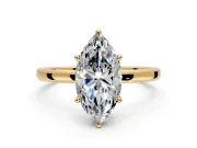 Hidden Halo Engagement Ring Setting for Marquise Center with Plain Band and Tall Prong Head in Yellow Gold