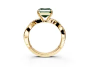 Crossover Engagement Ring Setting for Fancy Green Asscher Cut Center with Pave and Plain Strands and Prong Head in Yellow Gold