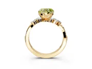 Solitaire Engagement Ring Setting for Fancy Yellow Heart-Shaped Center with Marquise Accent Twist Band and Prong Head in Yellow Gold