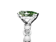 Solitaire Engagement Ring Setting for Fancy Green Pear-Shaped Center with Beaded Bezel Station Band and Prong Head in Platinum