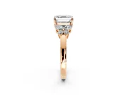 Solitaire Engagement Ring Setting for Asscher Cut Center with Marquise Flower Shoulders and Prong Head in Rose Gold