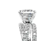 Solitaire Engagement Ring Setting for Princess Cut Center with Woven 3-Strand Pave Band and Prong Head in Sterling Silver