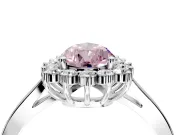 Starburst Halo Engagement Ring Setting for Fancy Pink Pear-Shaped Center with Flat Cathedral Band and Prong Head in White Gold